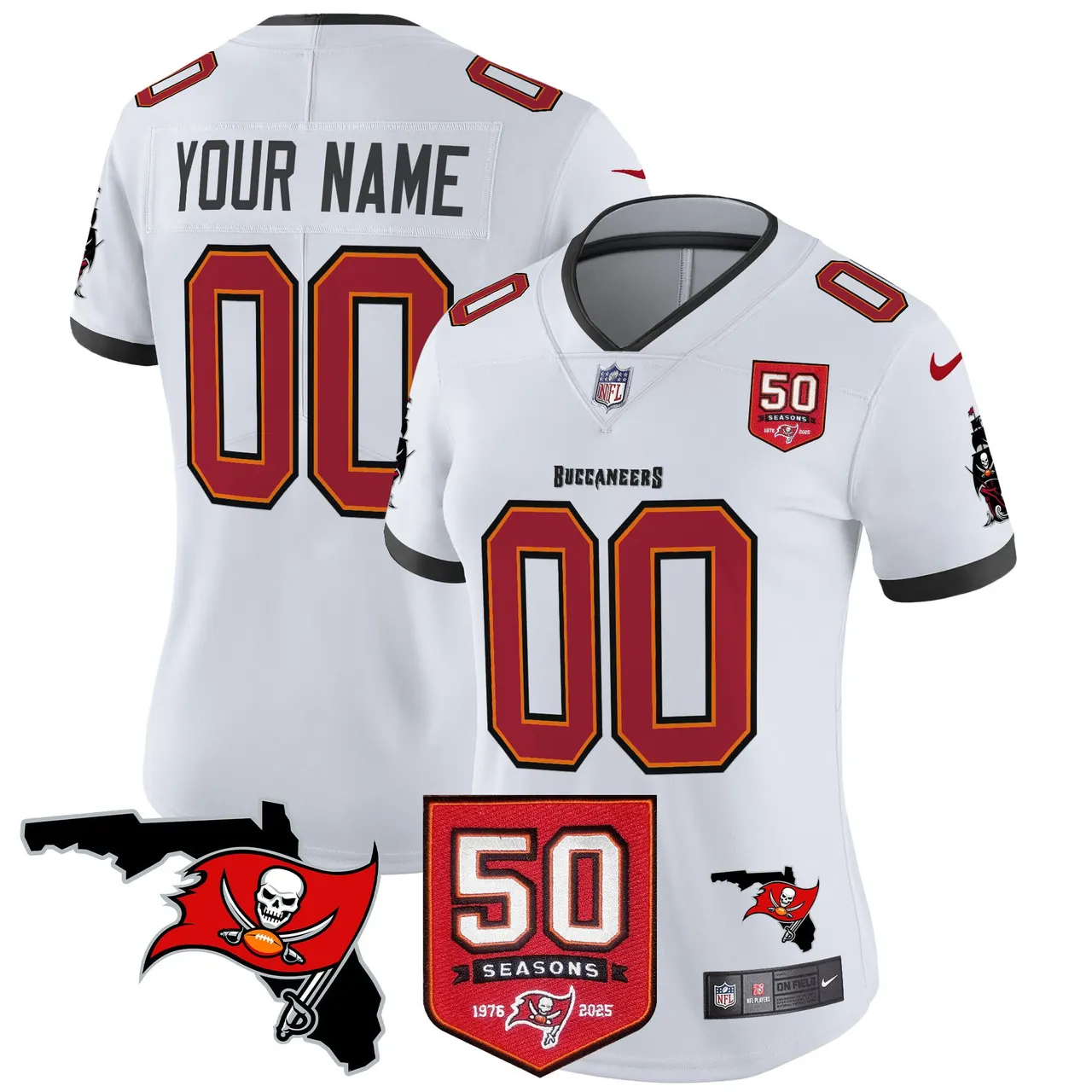 Tampa Bay Buccaneers Nike 50th Season Patch Vapor Custom Limited Stitched Jersey - Anthracite - Image 10