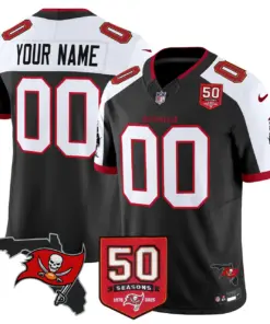 Tampa Bay Buccaneers Nike 50th Season Patch Vapor Custom Limited Stitched Jersey - Anthracite