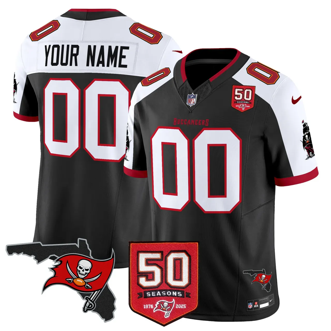 Tampa Bay Buccaneers Nike 50th Season Patch Vapor Custom Limited Stitched Jersey - Anthracite