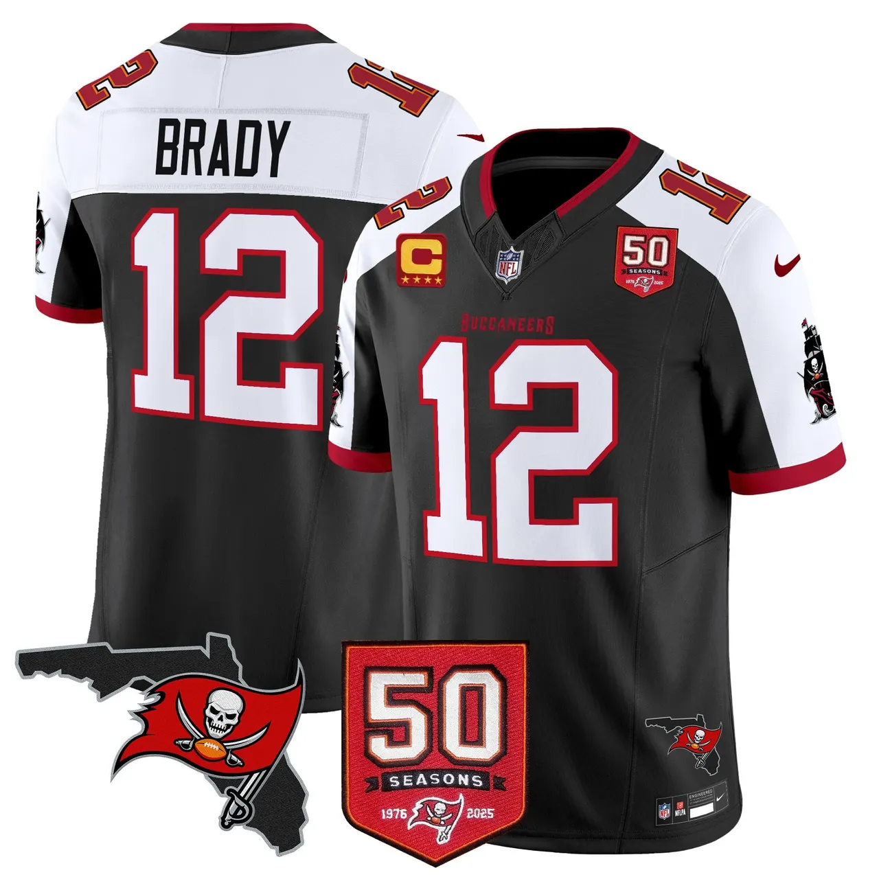 Tampa Bay Buccaneers Nike 50th Season Patch Vapor Limited Stitched Jersey - Anthracite - Image 2
