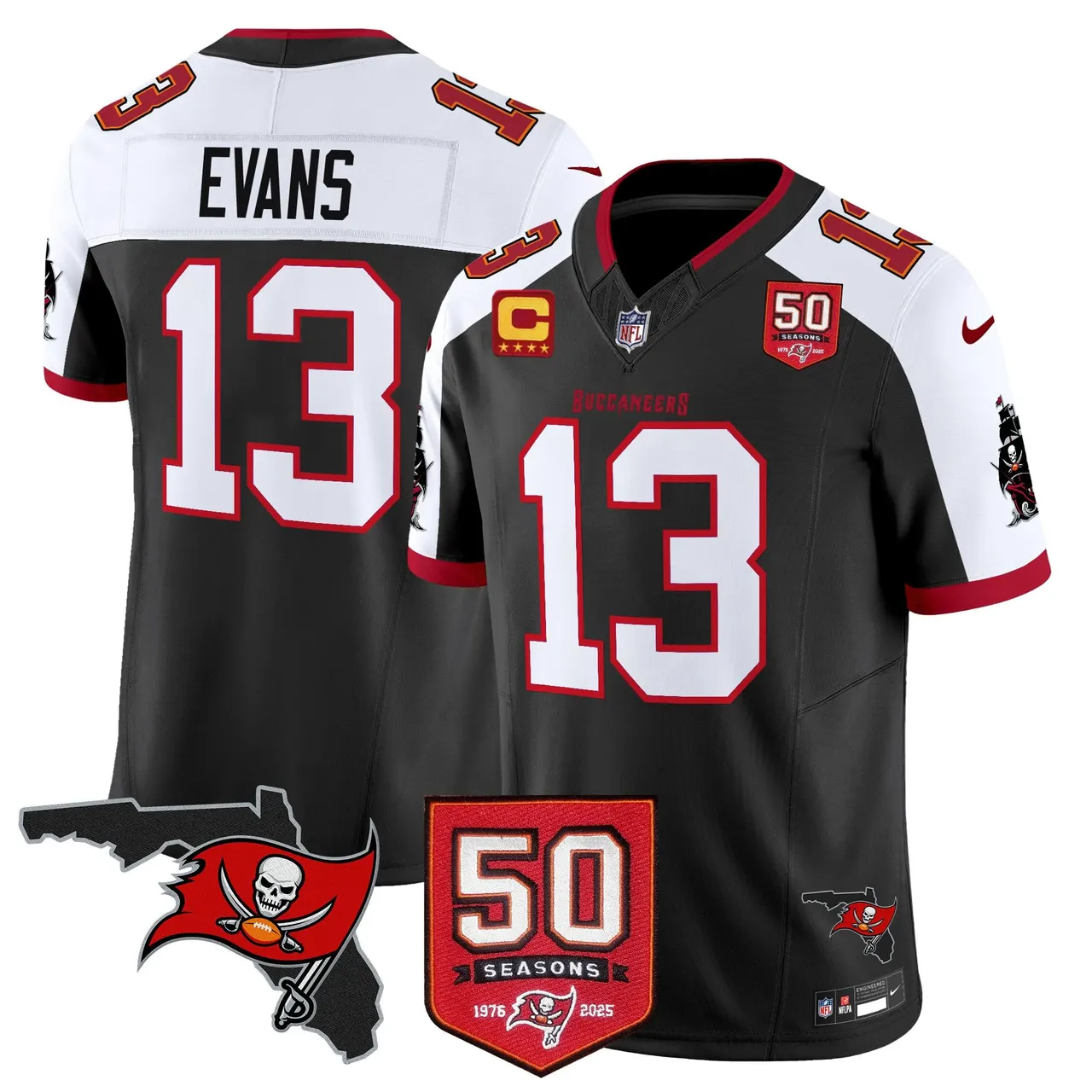 Tampa Bay Buccaneers Nike 50th Season Patch Vapor Limited Stitched Jersey - Anthracite - Image 3