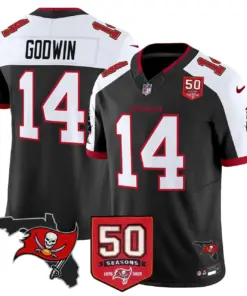 Tampa Bay Buccaneers Nike 50th Season Patch Vapor Limited Stitched Jersey - Anthracite - Image 4
