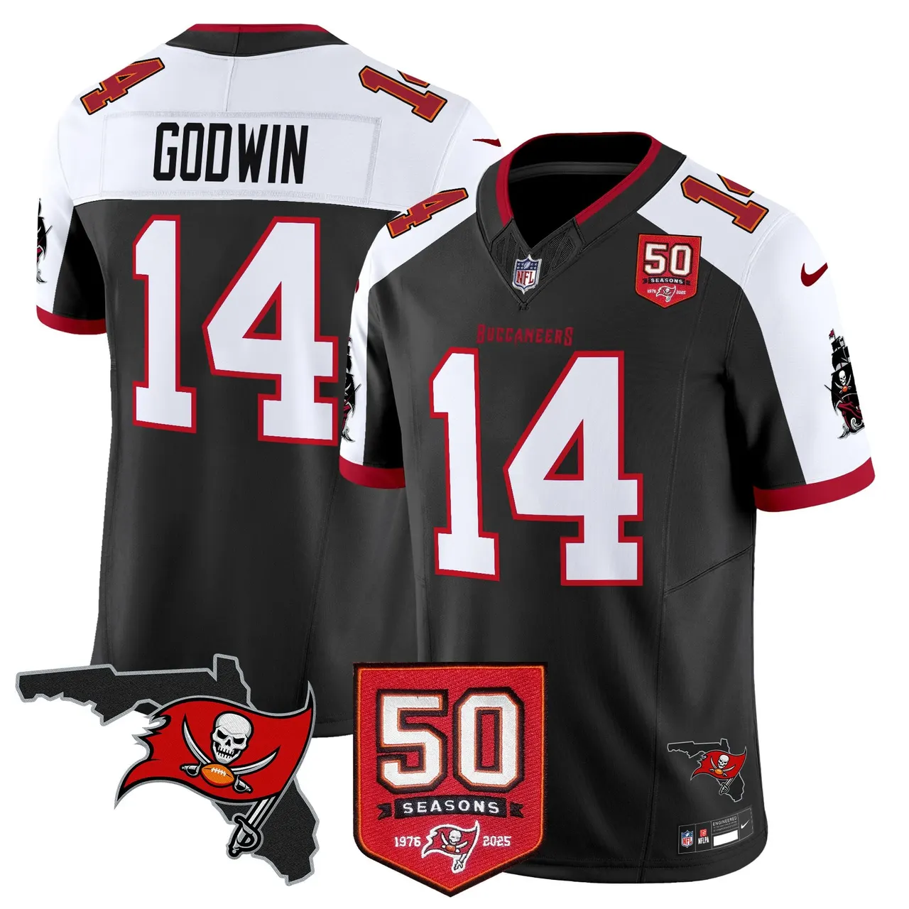 Tampa Bay Buccaneers Nike 50th Season Patch Vapor Limited Stitched Jersey - Anthracite - Image 4