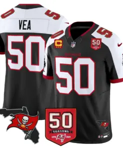 Tampa Bay Buccaneers Nike 50th Season Patch Vapor Limited Stitched Jersey - Anthracite - Image 5