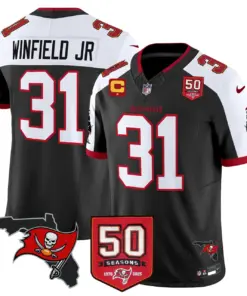 Tampa Bay Buccaneers Nike 50th Season Patch Vapor Limited Stitched Jersey - Anthracite - Image 6