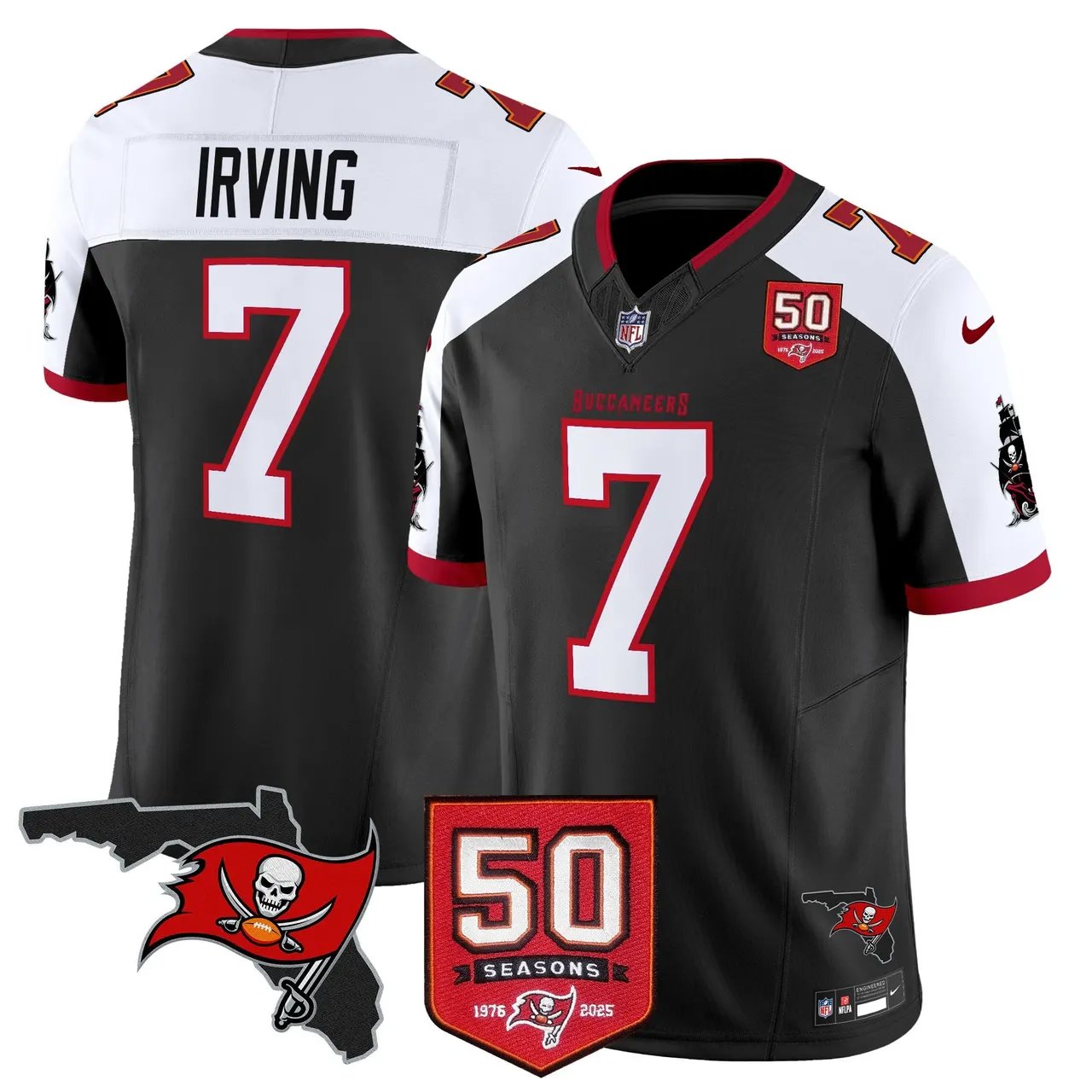 Tampa Bay Buccaneers Nike 50th Season Patch Vapor Limited Stitched Jersey - Anthracite - Image 7