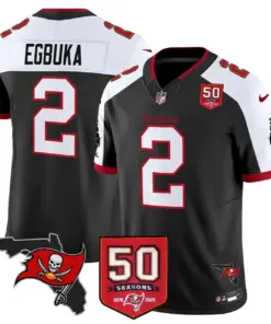 Tampa Bay Buccaneers Nike 50th Season Patch Vapor Limited Stitched Jersey - Anthracite - Image 8