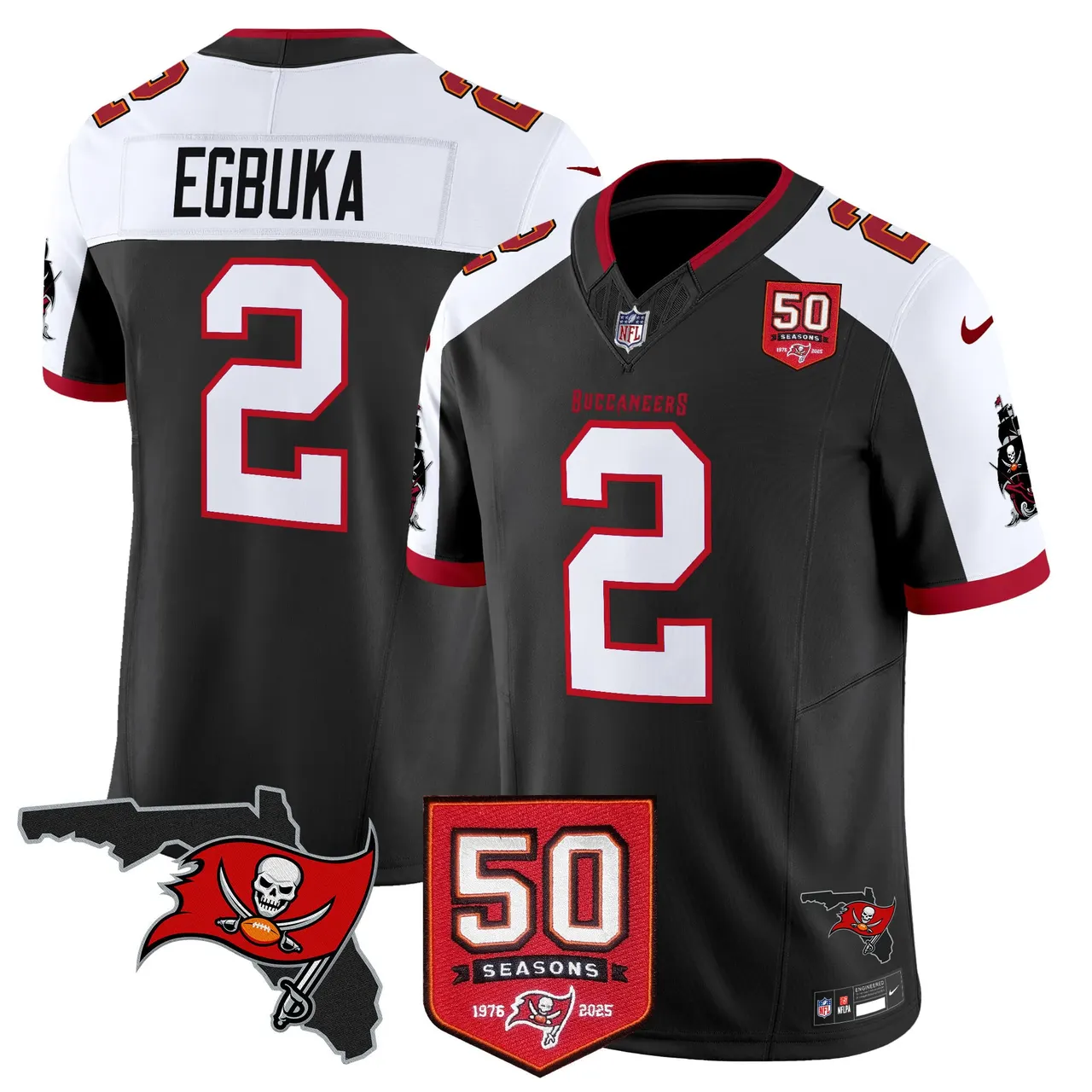 Tampa Bay Buccaneers Nike 50th Season Patch Vapor Limited Stitched Jersey - Anthracite - Image 8