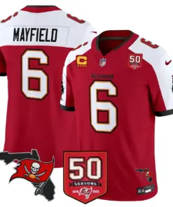 Tampa Bay Buccaneers Nike 50th Season Patch Vapor Limited Stitched Jersey - Anthracite - Image 9