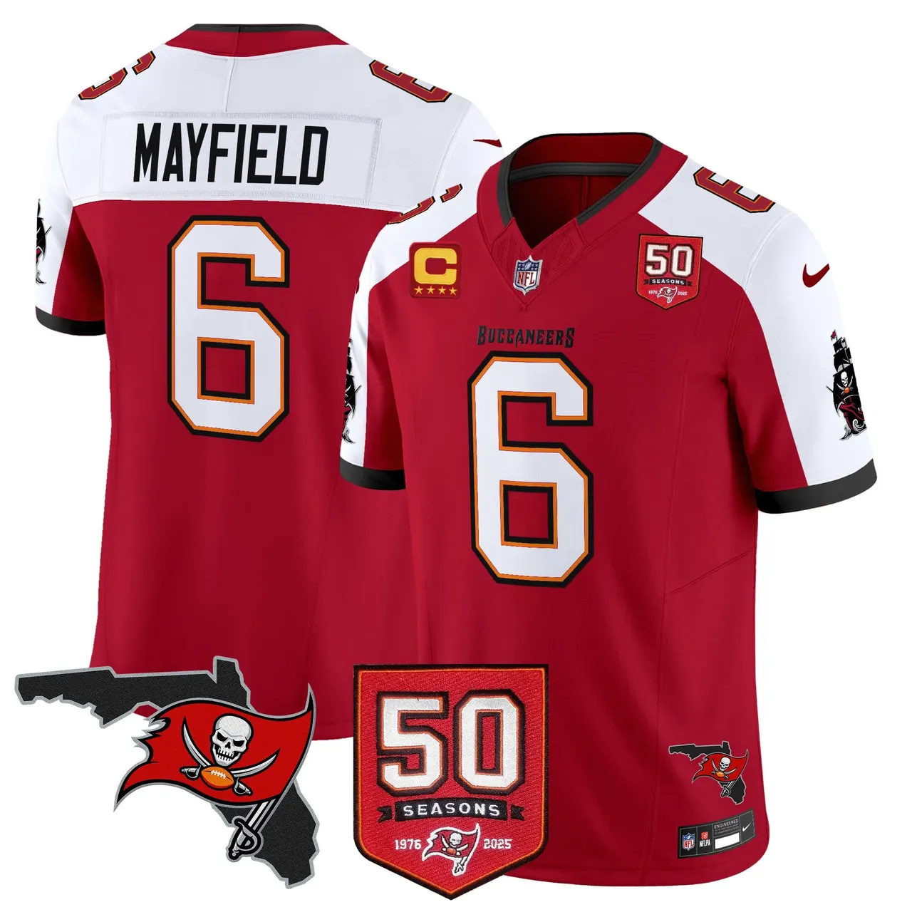 Tampa Bay Buccaneers Nike 50th Season Patch Vapor Limited Stitched Jersey - Anthracite - Image 9