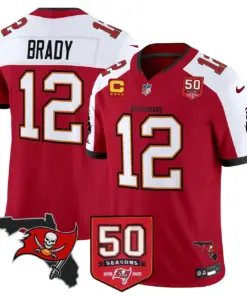 Tampa Bay Buccaneers Nike 50th Season Patch Vapor Limited Stitched Jersey - Anthracite - Image 10
