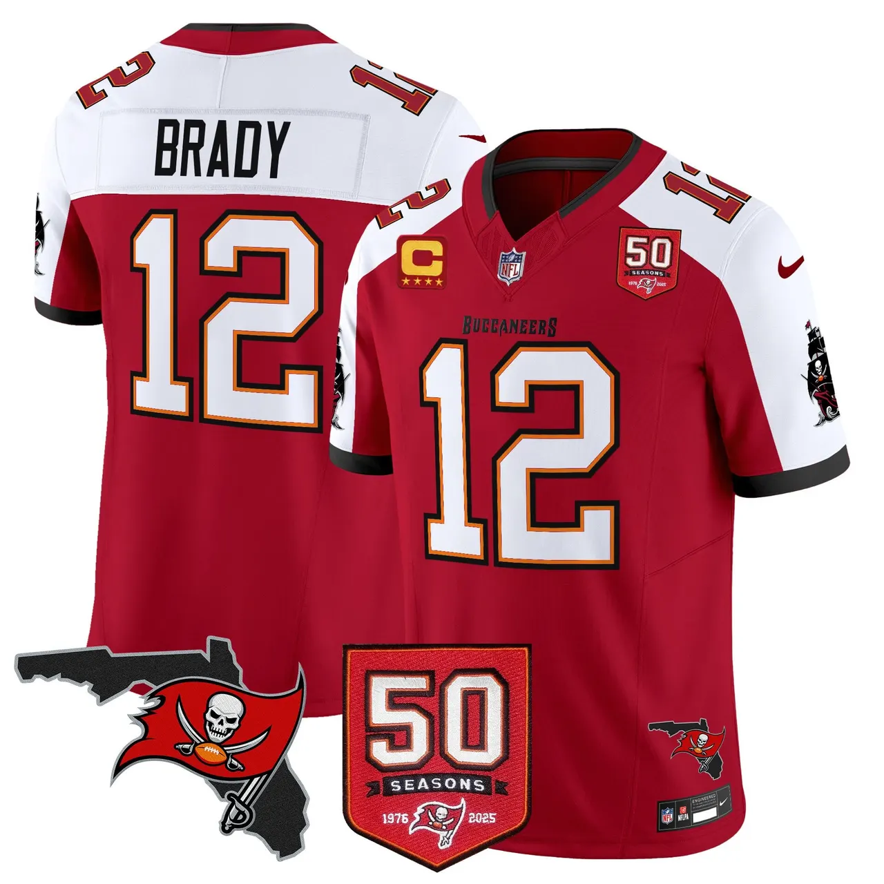 Tampa Bay Buccaneers Nike 50th Season Patch Vapor Limited Stitched Jersey - Anthracite - Image 10