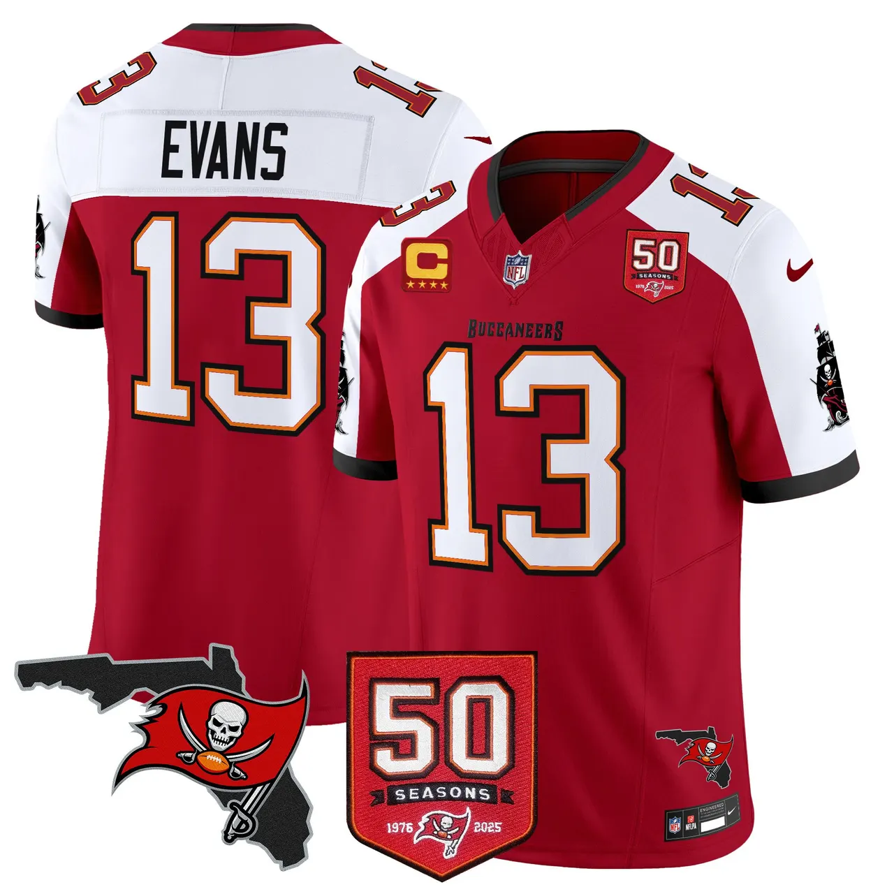 Tampa Bay Buccaneers Nike 50th Season Patch Vapor Limited Stitched Jersey - Anthracite - Image 11