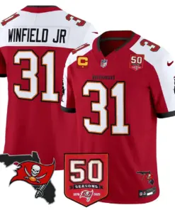 Tampa Bay Buccaneers Nike 50th Season Patch Vapor Limited Stitched Jersey - Anthracite - Image 14
