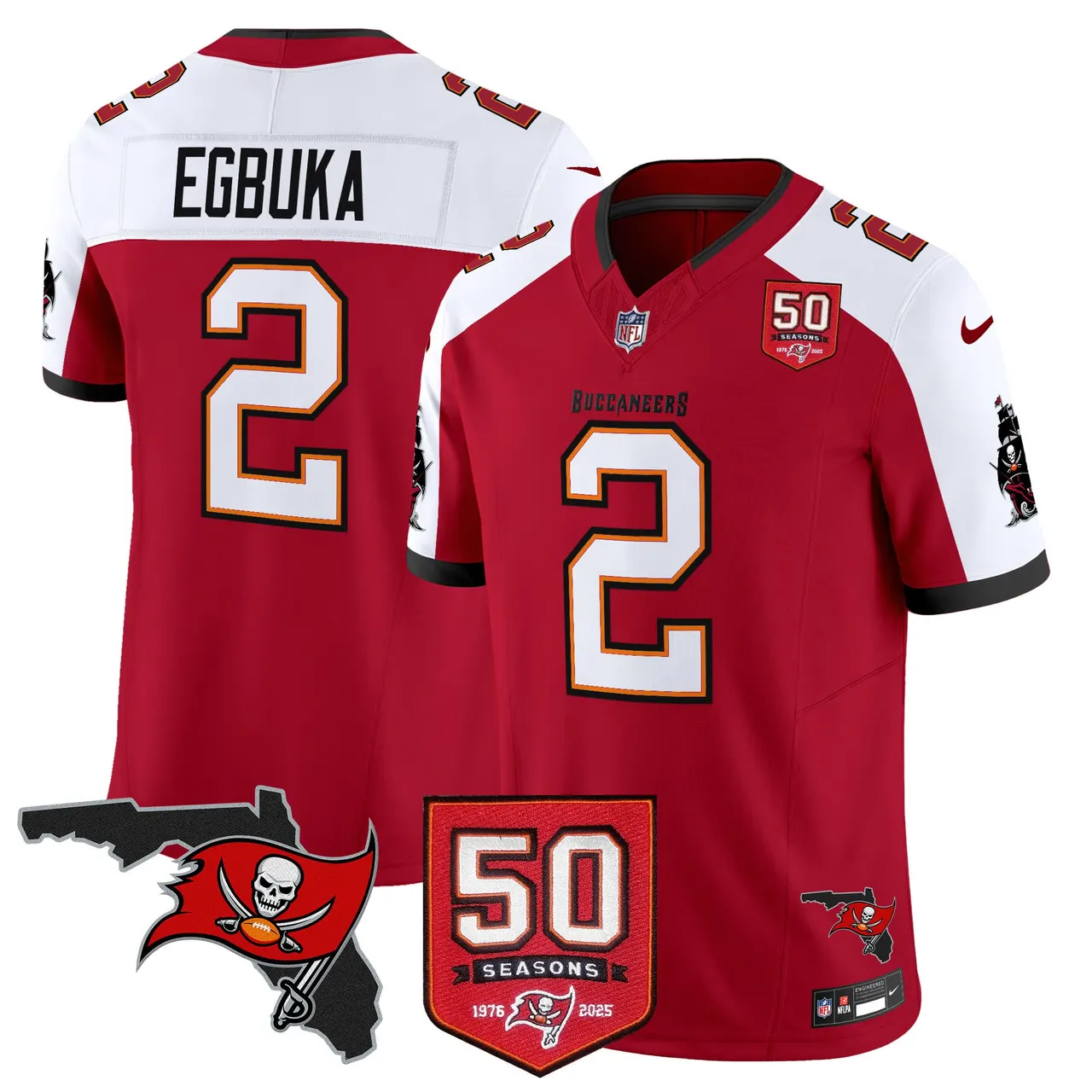 Tampa Bay Buccaneers Nike 50th Season Patch Vapor Limited Stitched Jersey - Anthracite - Image 15