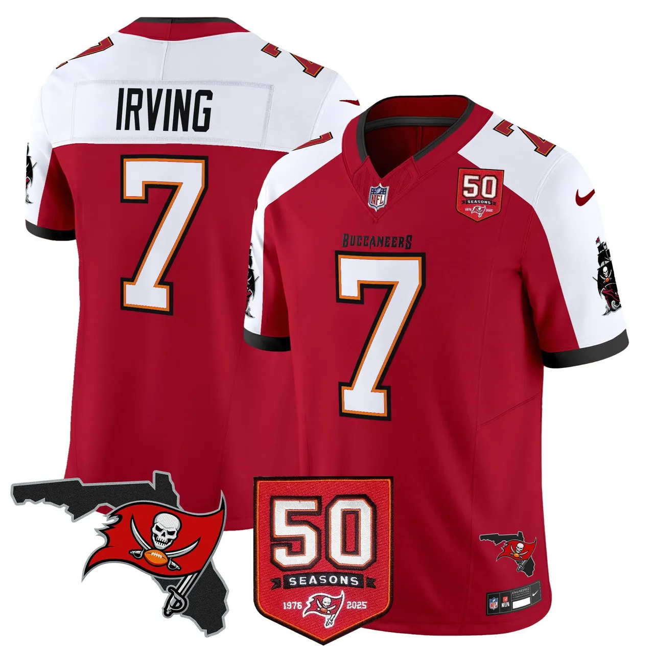 Tampa Bay Buccaneers Nike 50th Season Patch Vapor Limited Stitched Jersey - Anthracite - Image 16