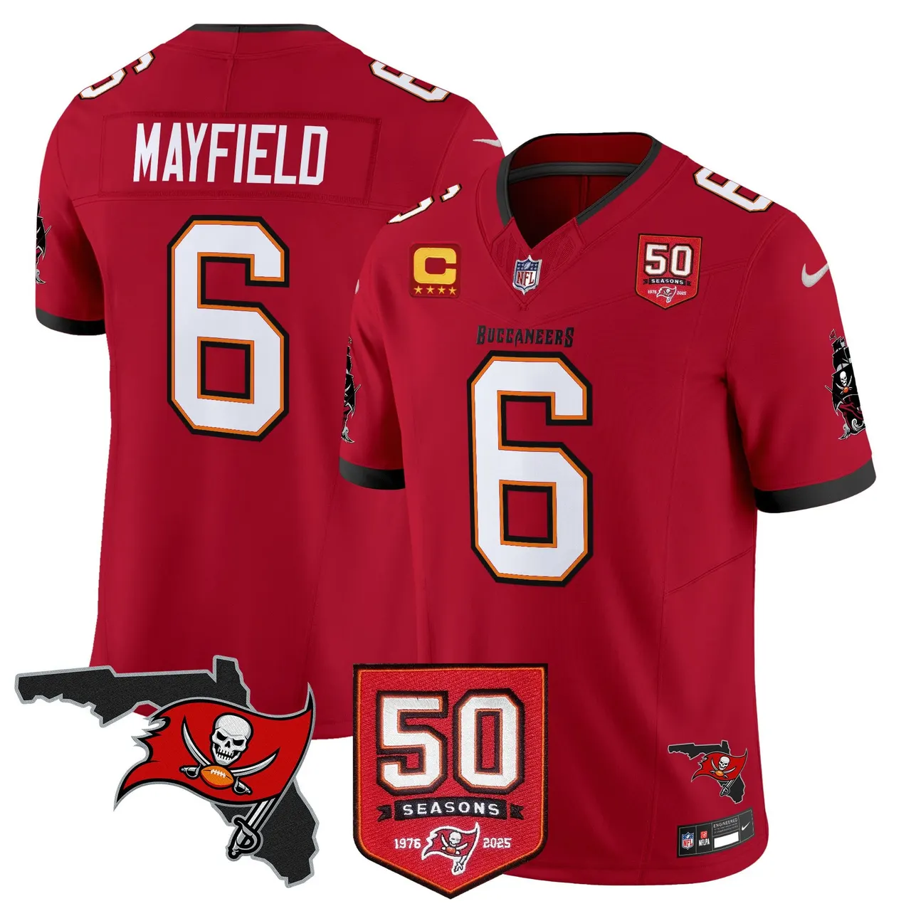 Tampa Bay Buccaneers Nike 50th Season Patch Vapor Limited Stitched Jersey - Anthracite - Image 17