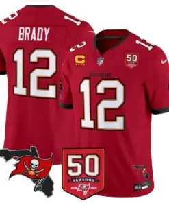 Tampa Bay Buccaneers Nike 50th Season Patch Vapor Limited Stitched Jersey - Anthracite - Image 18