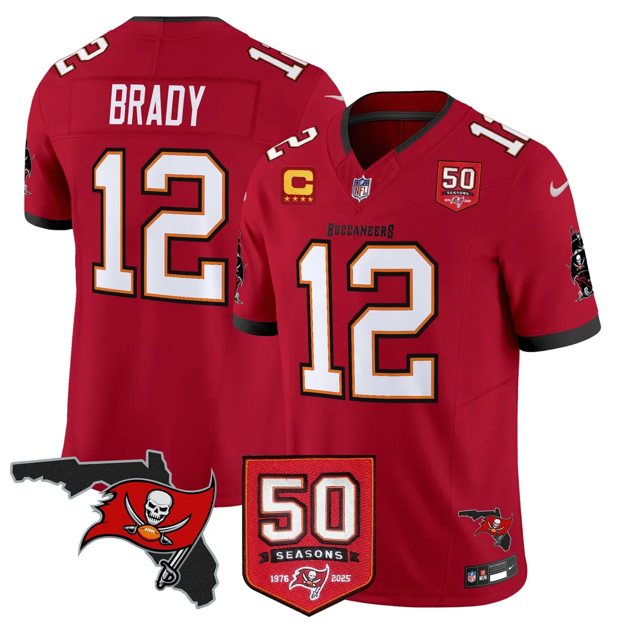 Tampa Bay Buccaneers Nike 50th Season Patch Vapor Limited Stitched Jersey - Anthracite - Image 18