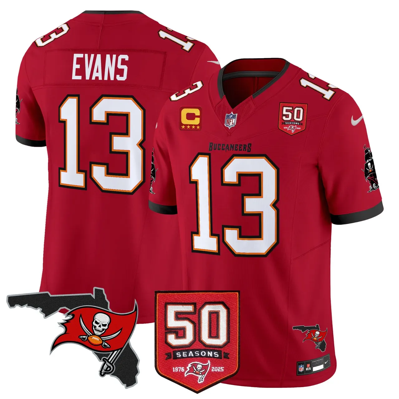 Tampa Bay Buccaneers Nike 50th Season Patch Vapor Limited Stitched Jersey - Anthracite - Image 19