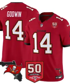 Tampa Bay Buccaneers Nike 50th Season Patch Vapor Limited Stitched Jersey - Anthracite - Image 20