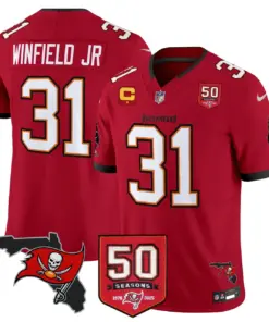 Tampa Bay Buccaneers Nike 50th Season Patch Vapor Limited Stitched Jersey - Anthracite - Image 22