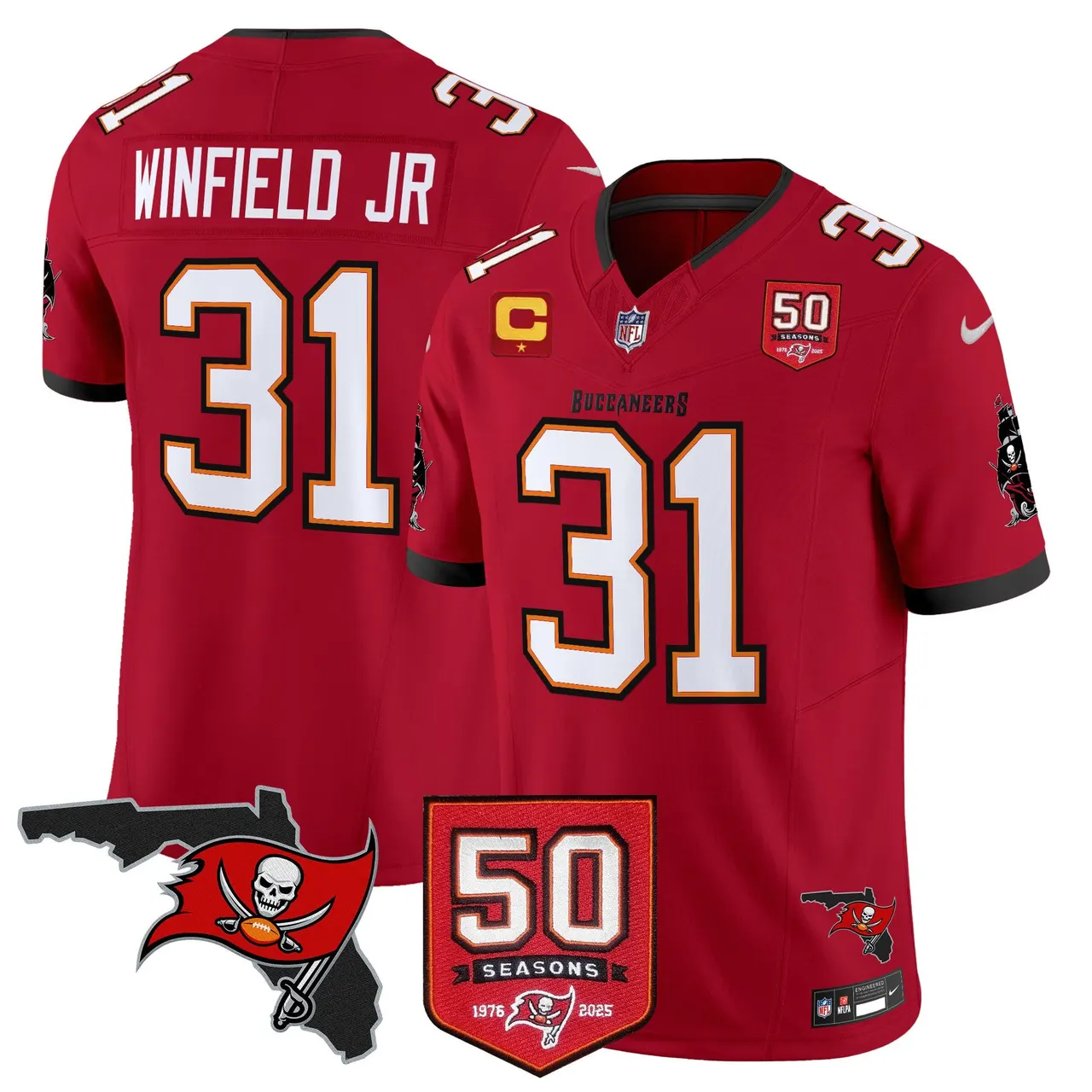 Tampa Bay Buccaneers Nike 50th Season Patch Vapor Limited Stitched Jersey - Anthracite - Image 22