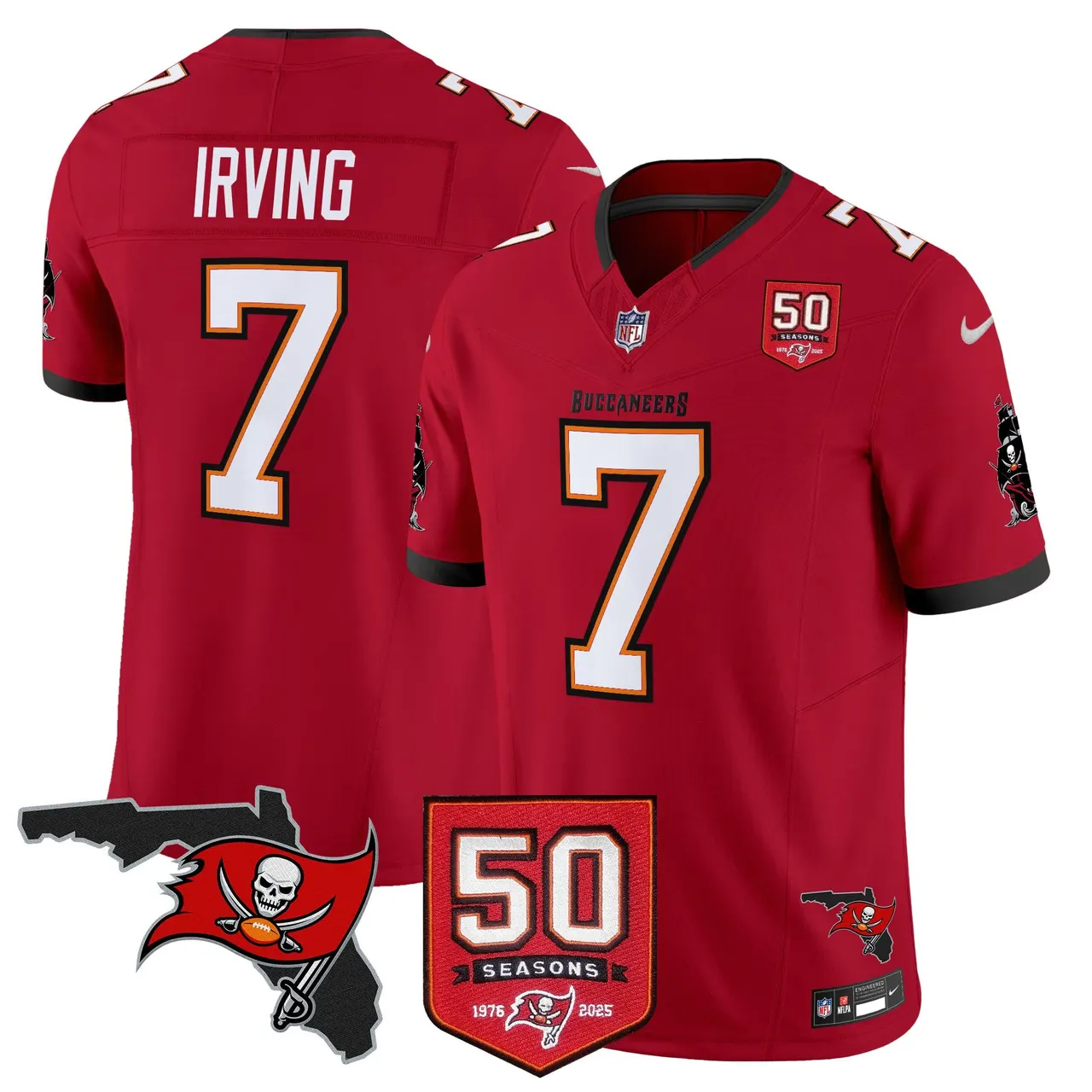 Tampa Bay Buccaneers Nike 50th Season Patch Vapor Limited Stitched Jersey - Anthracite - Image 23
