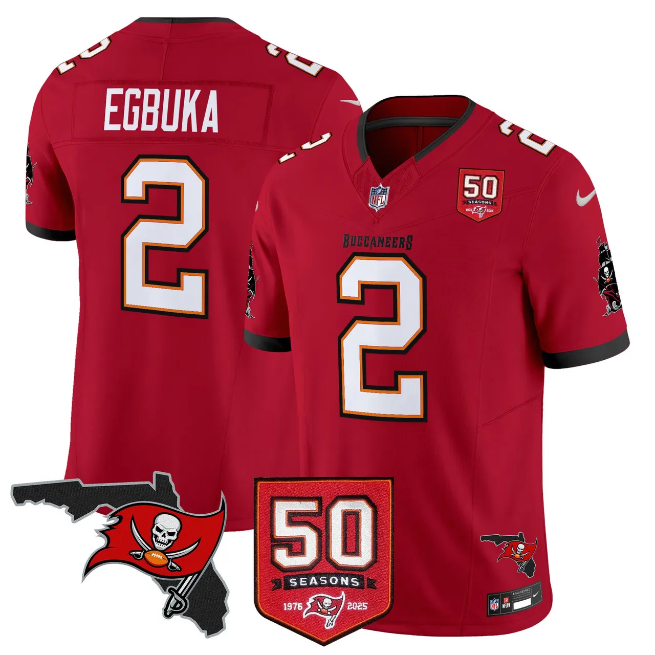 Tampa Bay Buccaneers Nike 50th Season Patch Vapor Limited Stitched Jersey - Anthracite - Image 24
