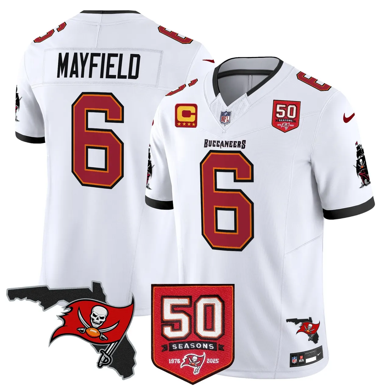 Tampa Bay Buccaneers Nike 50th Season Patch Vapor Limited Stitched Jersey - Anthracite - Image 25