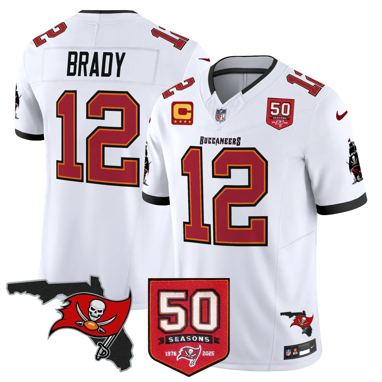 Tampa Bay Buccaneers Nike 50th Season Patch Vapor Limited Stitched Jersey - Anthracite - Image 26