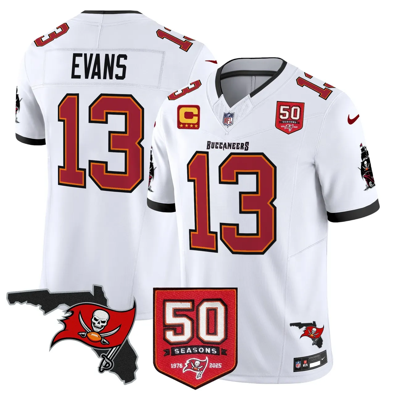 Tampa Bay Buccaneers Nike 50th Season Patch Vapor Limited Stitched Jersey - Anthracite - Image 27