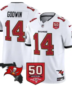 Tampa Bay Buccaneers Nike 50th Season Patch Vapor Limited Stitched Jersey - Anthracite - Image 28