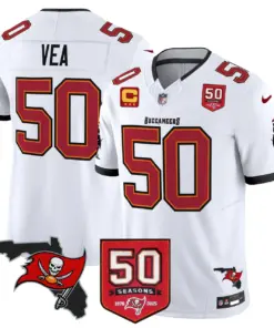 Tampa Bay Buccaneers Nike 50th Season Patch Vapor Limited Stitched Jersey - Anthracite - Image 29