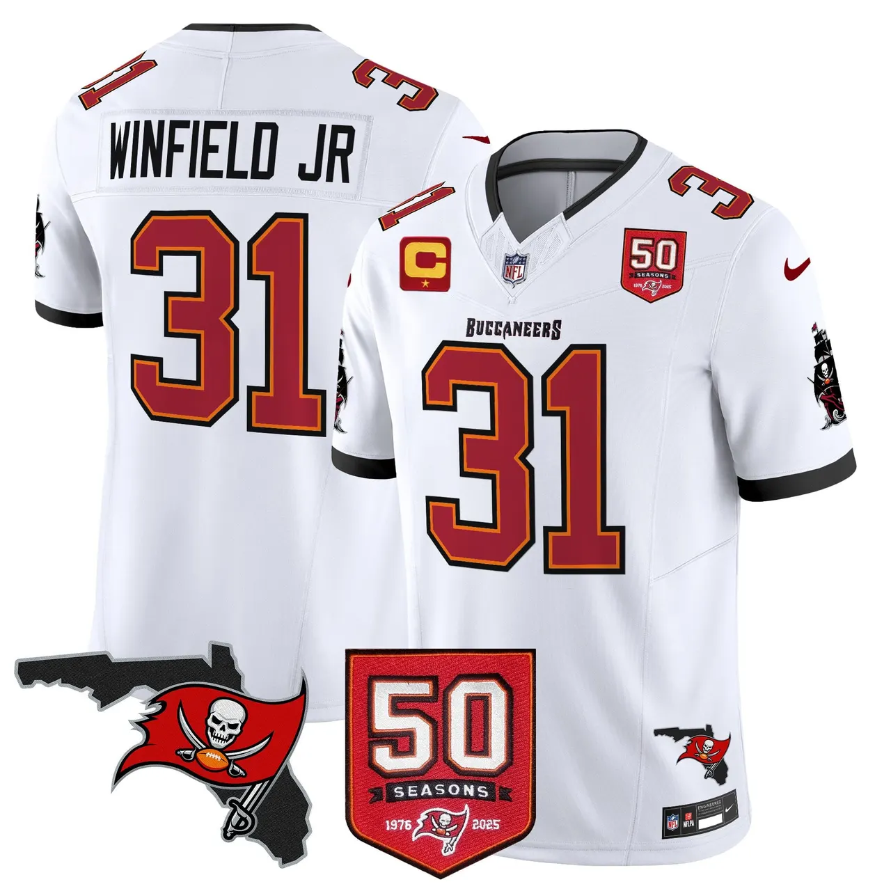 Tampa Bay Buccaneers Nike 50th Season Patch Vapor Limited Stitched Jersey - Anthracite - Image 30