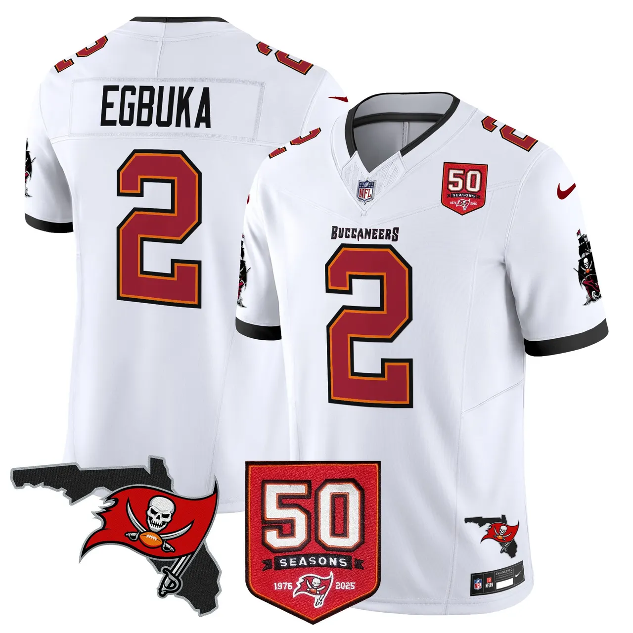 Tampa Bay Buccaneers Nike 50th Season Patch Vapor Limited Stitched Jersey - Anthracite - Image 32