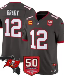 Tampa Bay Buccaneers Nike 50th Season Patch Vapor Limited Stitched Jersey - Anthracite - Image 34