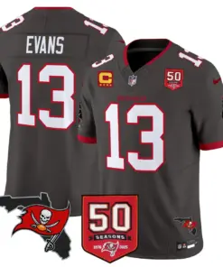 Tampa Bay Buccaneers Nike 50th Season Patch Vapor Limited Stitched Jersey - Anthracite - Image 35