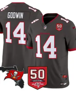 Tampa Bay Buccaneers Nike 50th Season Patch Vapor Limited Stitched Jersey - Anthracite - Image 36