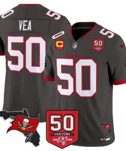 Tampa Bay Buccaneers Nike 50th Season Patch Vapor Limited Stitched Jersey - Anthracite - Image 37