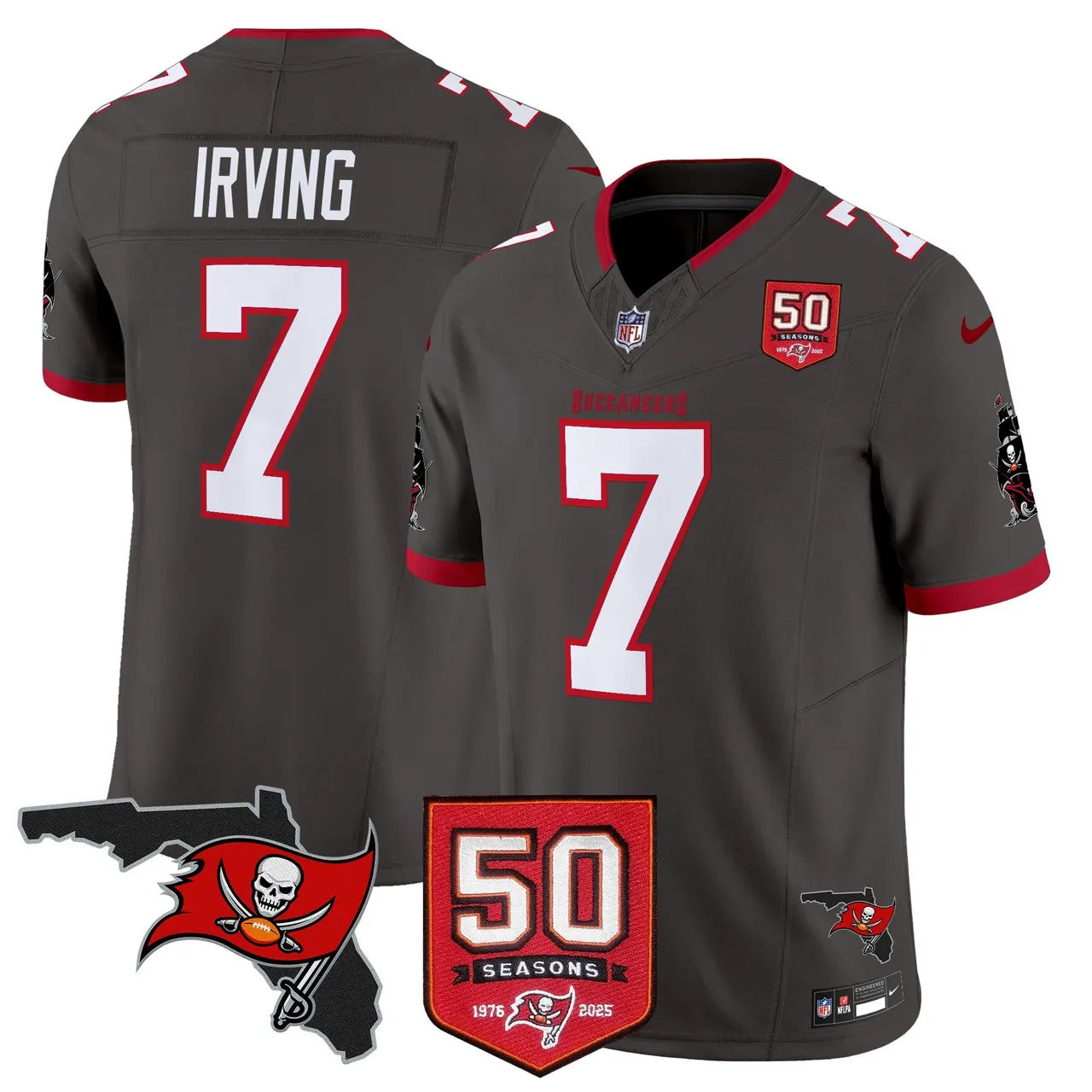 Tampa Bay Buccaneers Nike 50th Season Patch Vapor Limited Stitched Jersey - Anthracite - Image 39