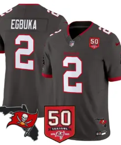 Tampa Bay Buccaneers Nike 50th Season Patch Vapor Limited Stitched Jersey - Anthracite - Image 40