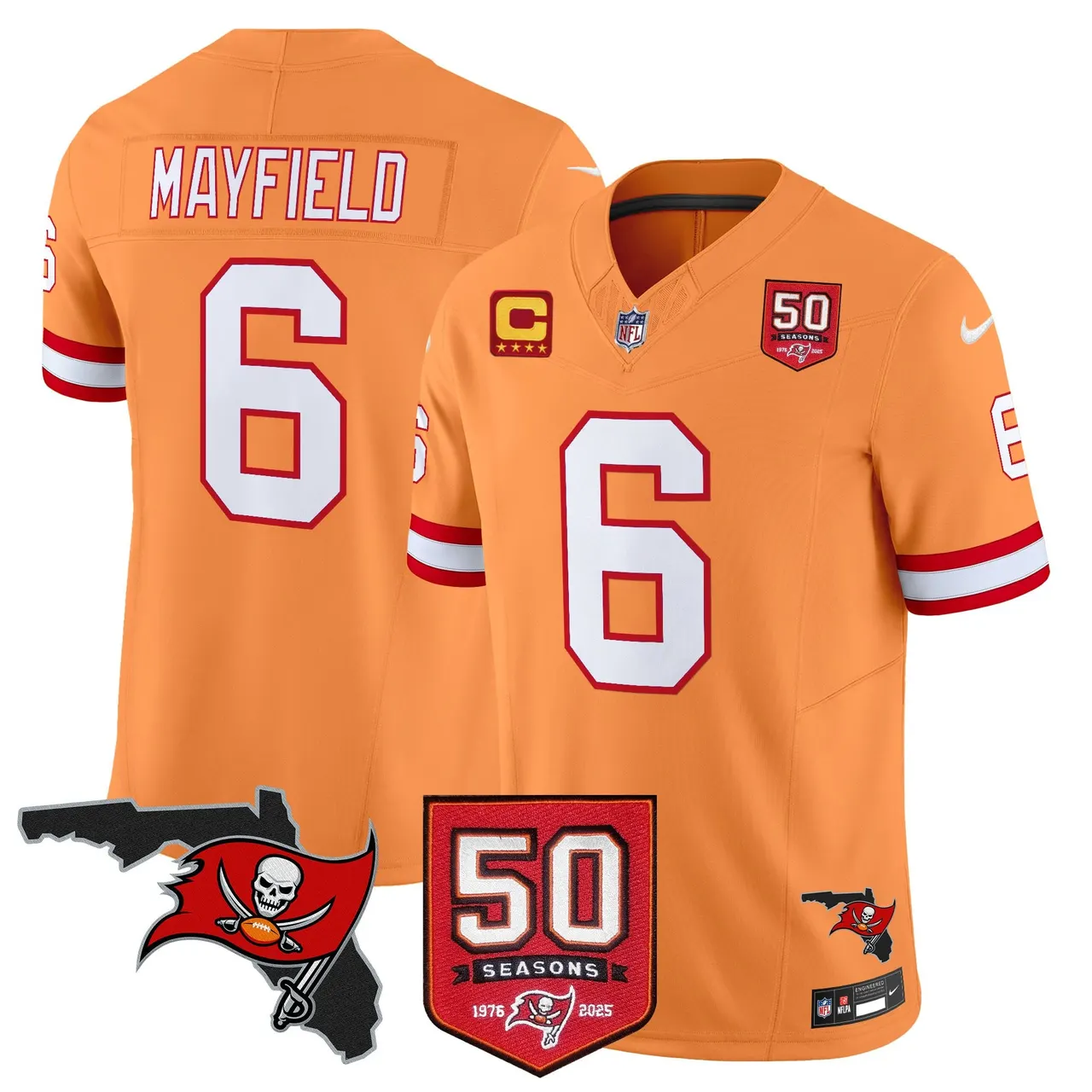 Tampa Bay Buccaneers Nike 50th Season Patch Vapor Limited Stitched Jersey - Anthracite - Image 41