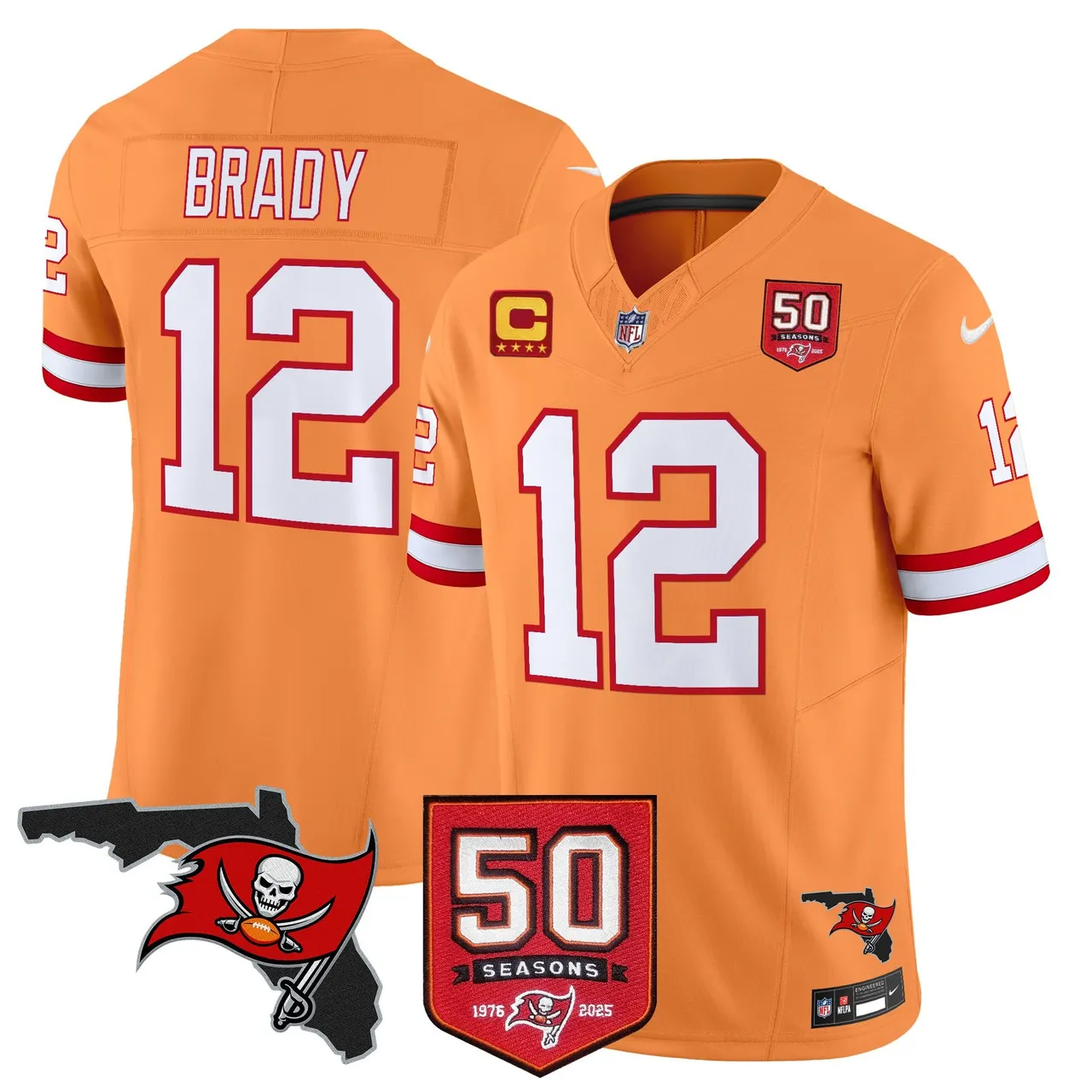 Tampa Bay Buccaneers Nike 50th Season Patch Vapor Limited Stitched Jersey - Anthracite - Image 42