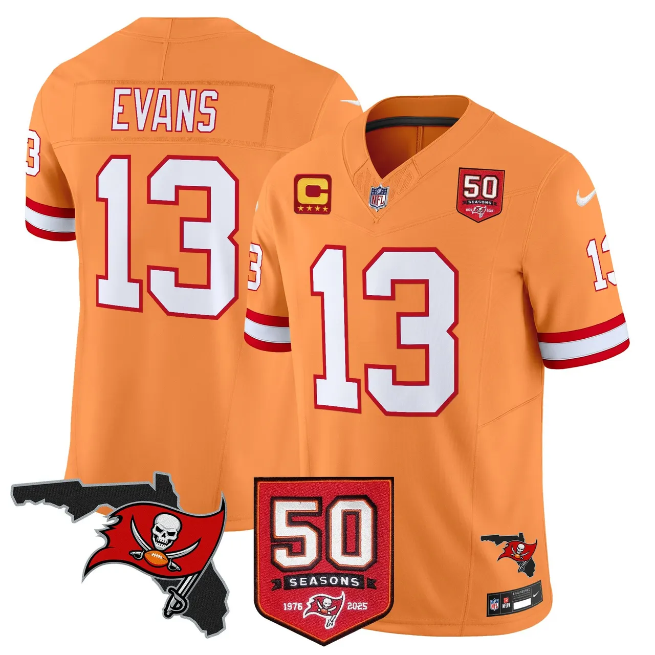Tampa Bay Buccaneers Nike 50th Season Patch Vapor Limited Stitched Jersey - Anthracite - Image 43