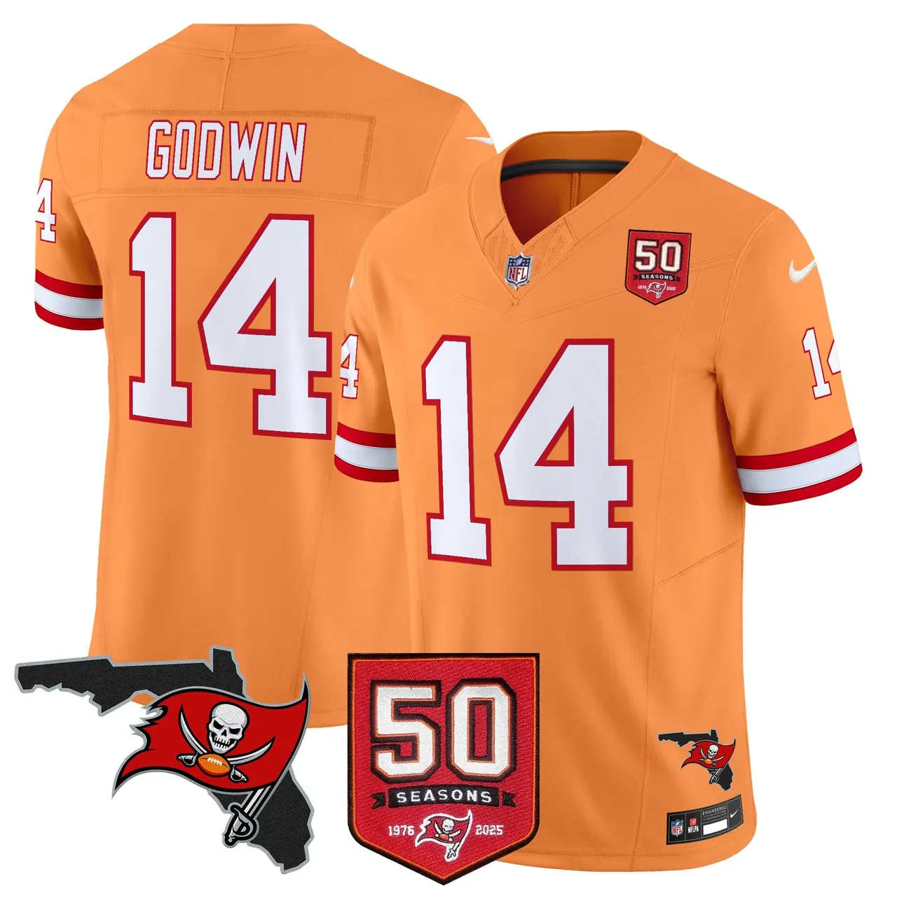 Tampa Bay Buccaneers Nike 50th Season Patch Vapor Limited Stitched Jersey - Anthracite - Image 44
