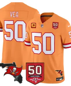 Tampa Bay Buccaneers Nike 50th Season Patch Vapor Limited Stitched Jersey - Anthracite - Image 45