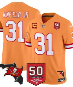 Tampa Bay Buccaneers Nike 50th Season Patch Vapor Limited Stitched Jersey - Anthracite - Image 46