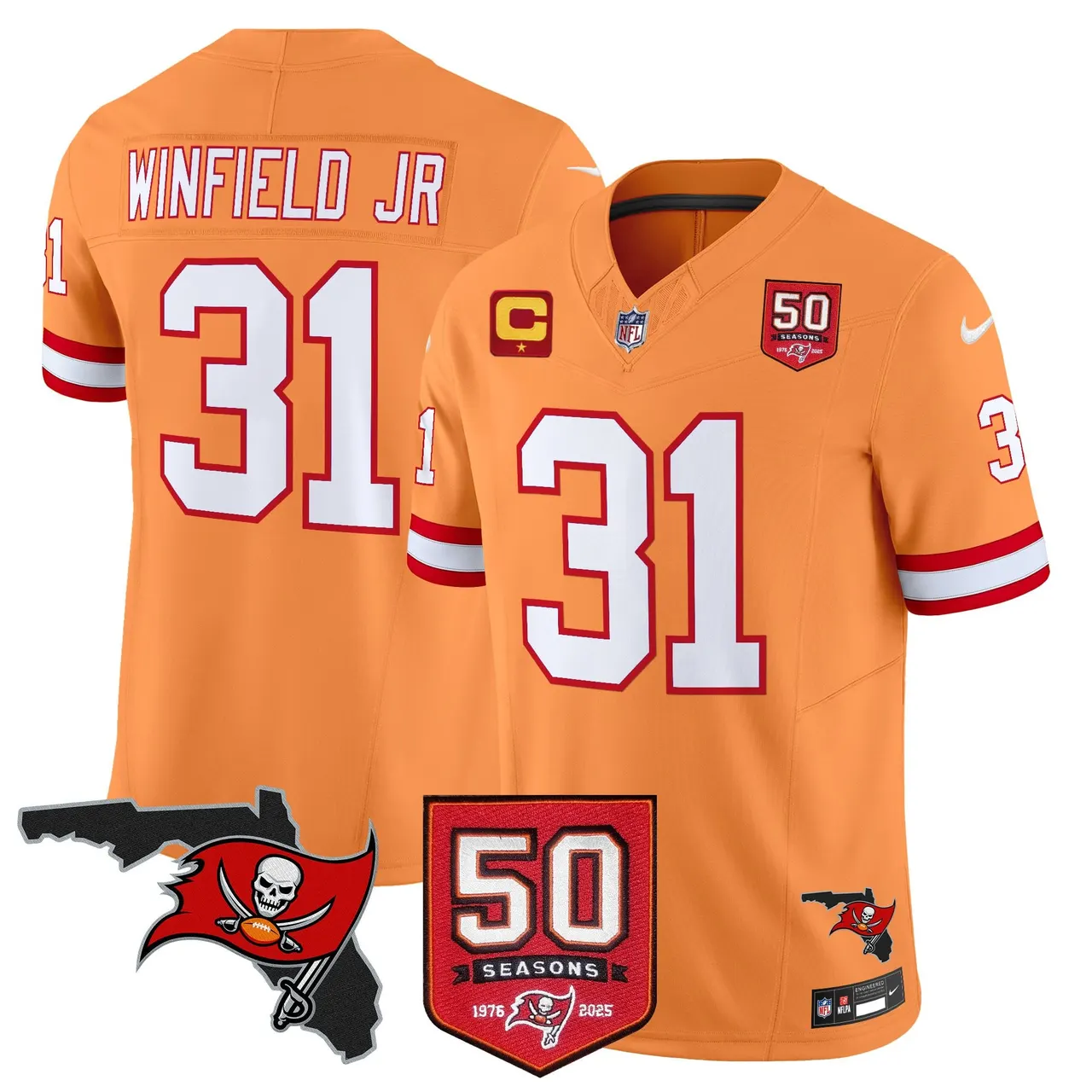 Tampa Bay Buccaneers Nike 50th Season Patch Vapor Limited Stitched Jersey - Anthracite - Image 46