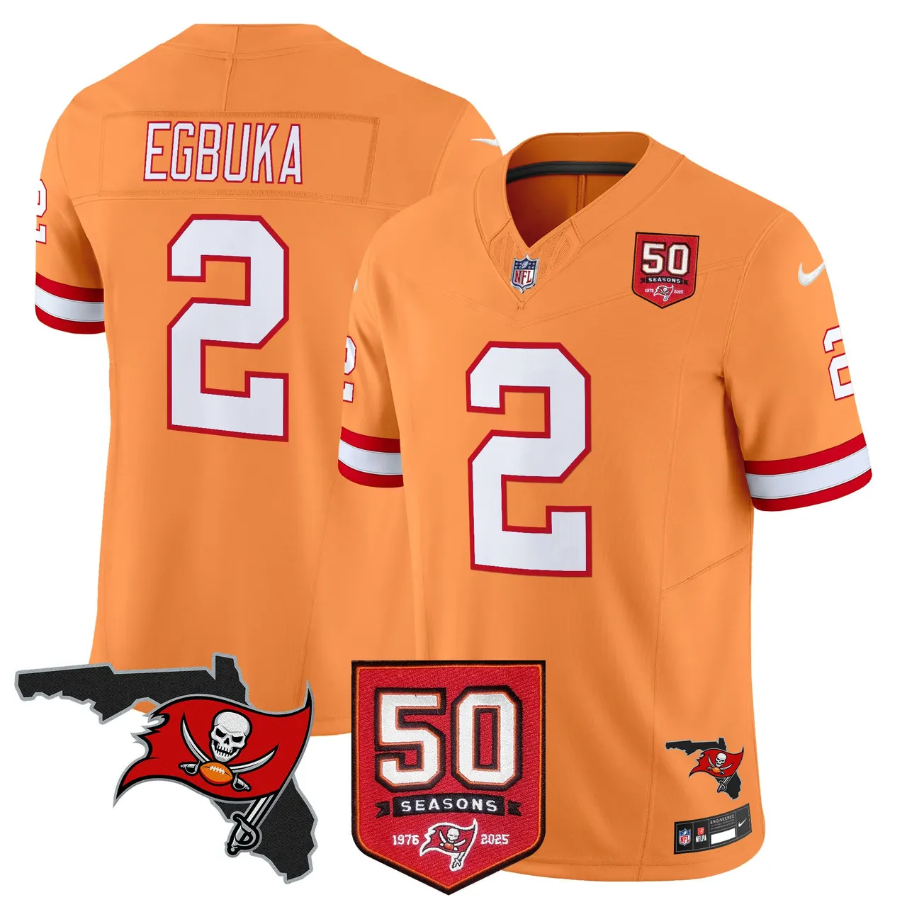 Tampa Bay Buccaneers Nike 50th Season Patch Vapor Limited Stitched Jersey - Anthracite - Image 48